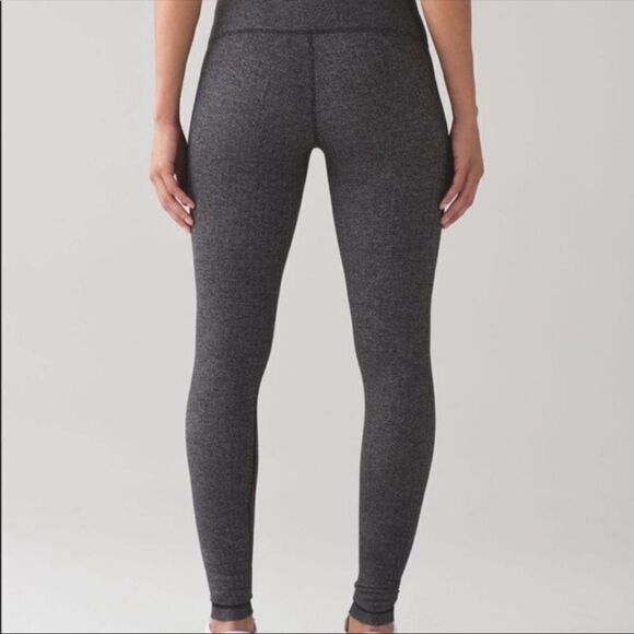 Lululemon Knit Herringbone Wunder Under full length black gray Leggings 6 - Picture 2 of 11